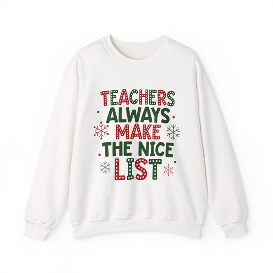 Teachers Always Make the Nice List Heavy Blend™ Crewneck Sweatshirt